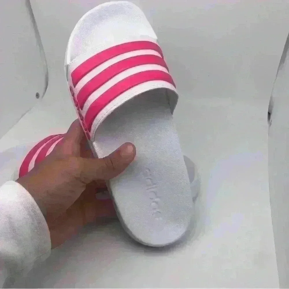 Adidas Pink & White Slides Sz 6